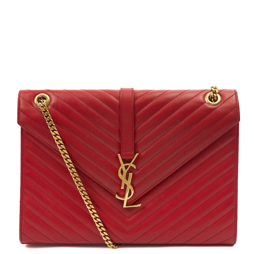 Picture of Saint Laurent Shoulder Bag Envelope - Large in Red, Leather