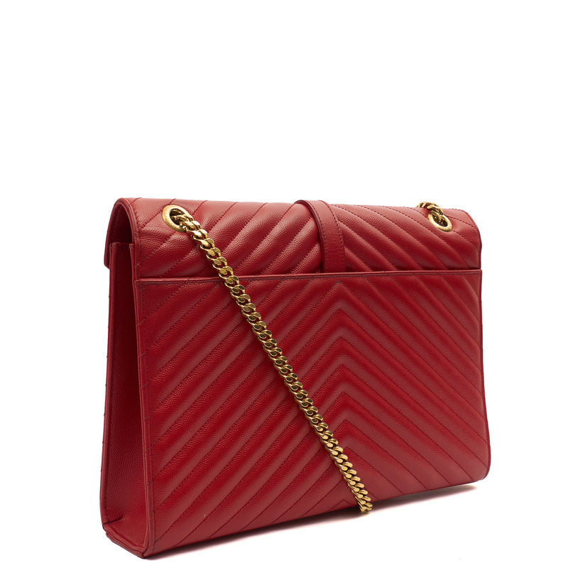 Picture of Saint Laurent Shoulder Bag Envelope - Large in Red, Leather