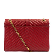 Picture of Saint Laurent Shoulder Bag Envelope - Large in Red, Leather