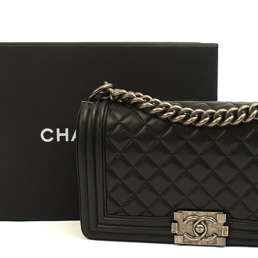 Picture of Chanel Shoulder Bag Boy - Medium in Black, Calfskin Leather