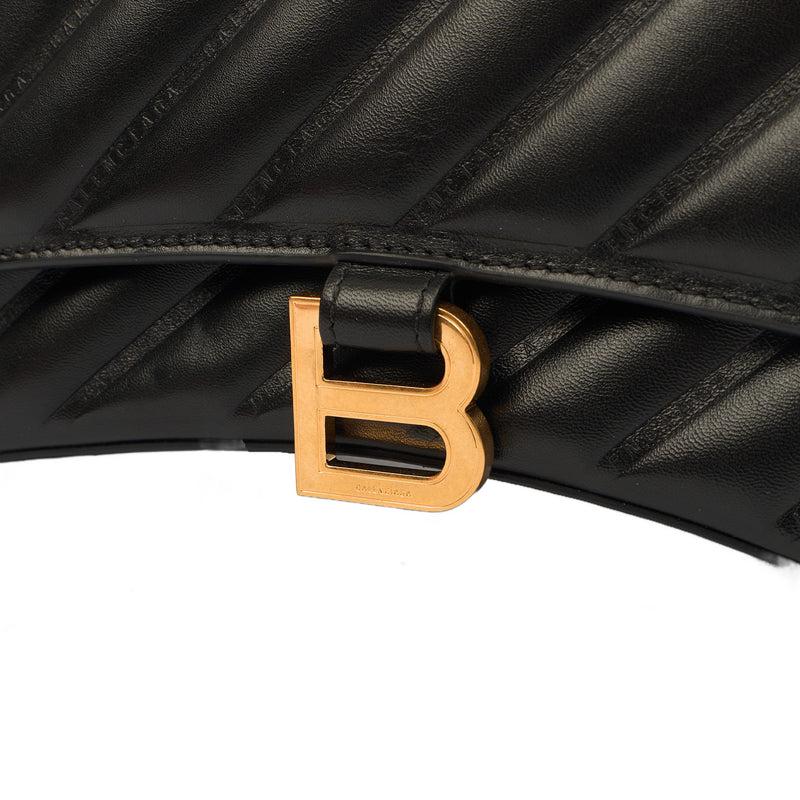 Picture of Balenciaga Top Handle Hourglass Top Handle Small in Black, Veau (Calfskin)