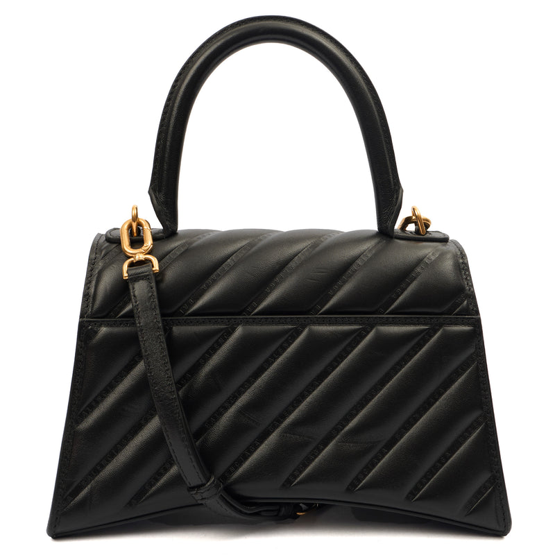 Picture of Balenciaga Top Handle Hourglass Top Handle Small in Black, Veau (Calfskin)