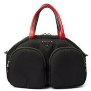 Picture of Prada Top Handle Front Pocket Double Zip Lux Tote in Black, Nylon