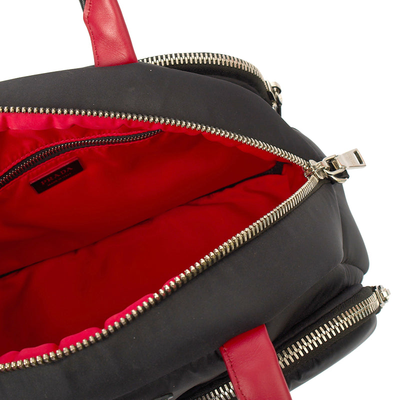 Picture of Prada Top Handle Front Pocket Double Zip Lux Tote in Black, Nylon