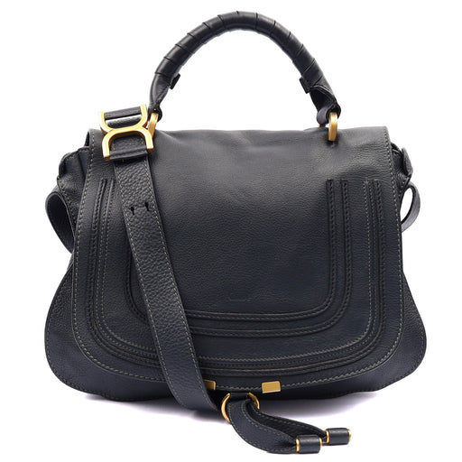 Picture of Chloe Tote Marcie Satchel in Blue, Calfskin Leather
