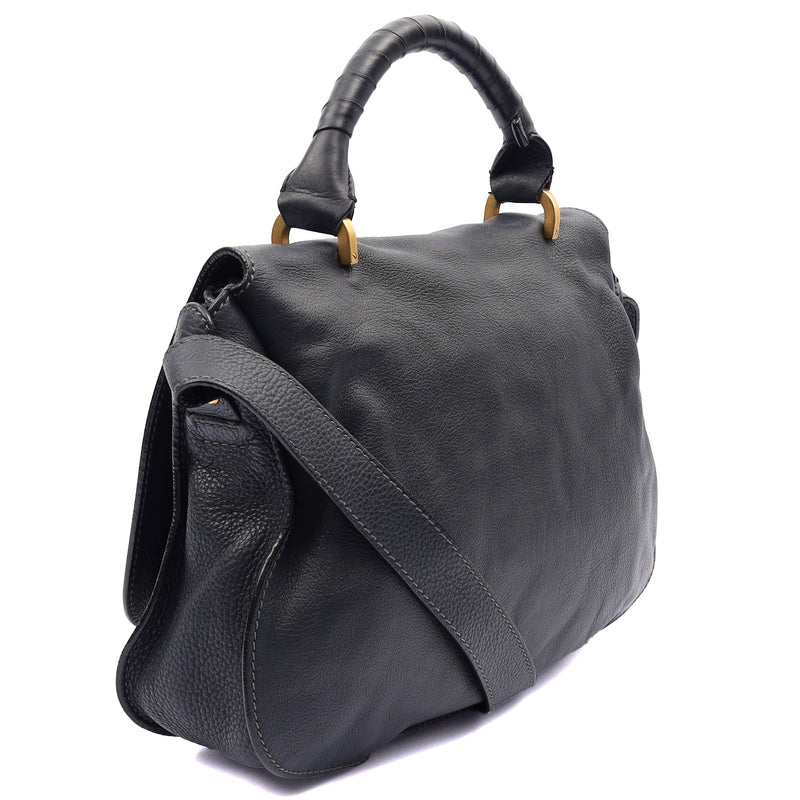 Picture of Chloe Tote Marcie Satchel in Blue, Calfskin Leather
