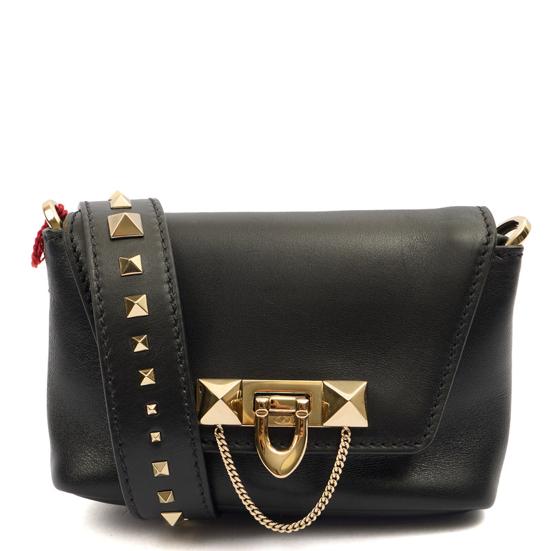Picture of Valentino Shoulder Bag Demilune Shoulder Bag in Black, Calfskin