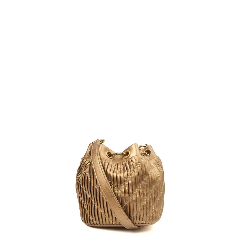 Picture of Chanel Bucket Bag Paris Cosmopolite Drawstring Bucket Bag in Metallic, Calfskin Leather