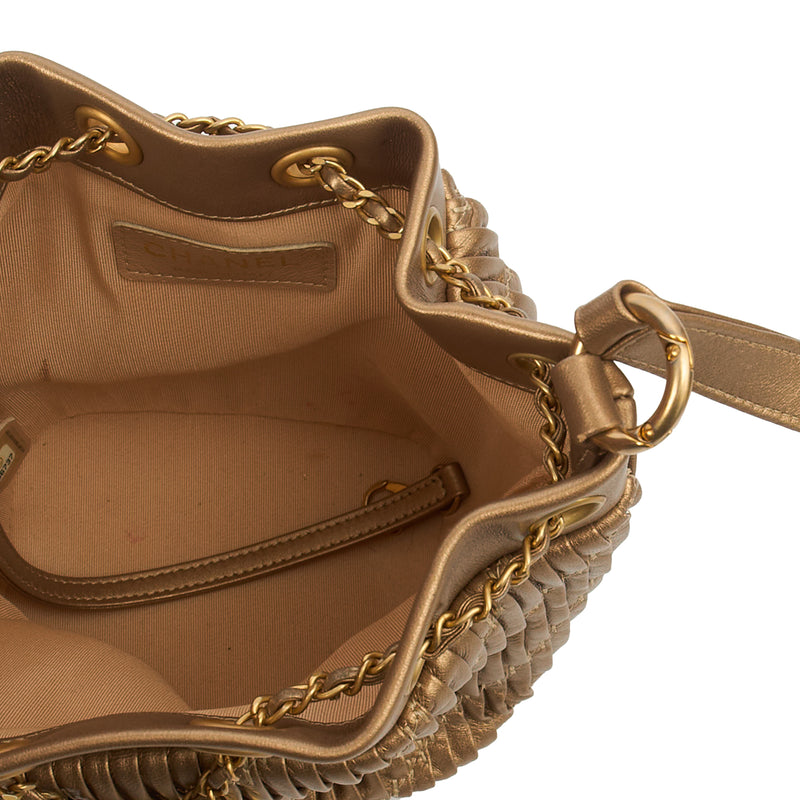 Picture of Chanel Bucket Bag Paris Cosmopolite Drawstring Bucket Bag in Metallic, Calfskin Leather