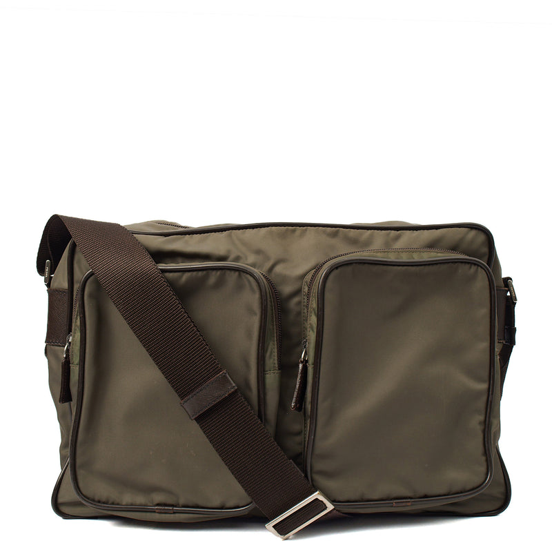 Picture of Prada Cross Body Nylon Messenger in Grey, Nylon