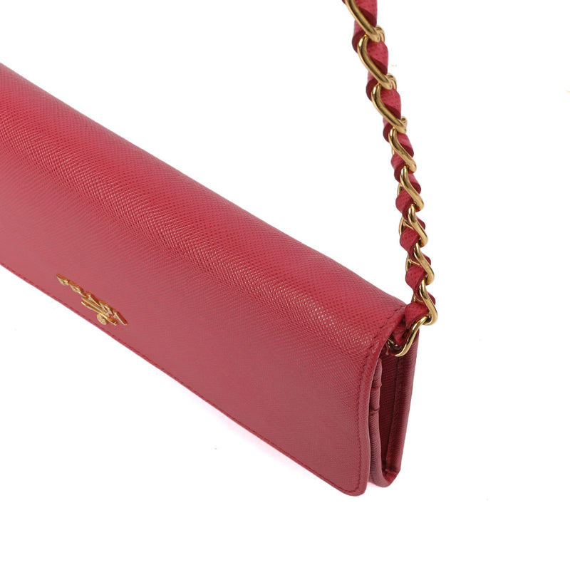Picture of Prada Cross Body Wallet On Chain in Pink, Saffiano Leather