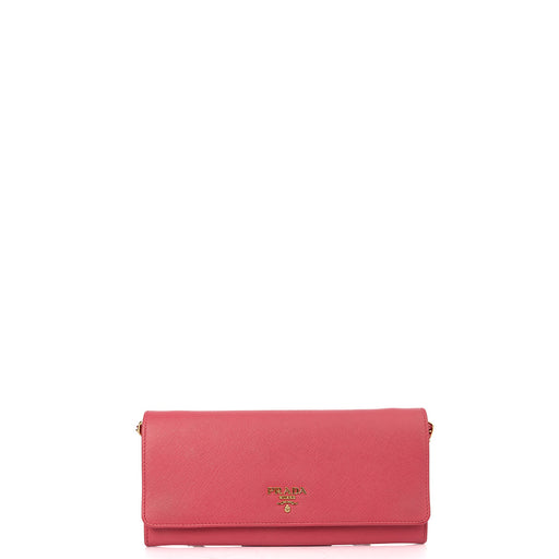 Picture of Prada Cross Body Wallet On Chain in Pink, Saffiano Leather