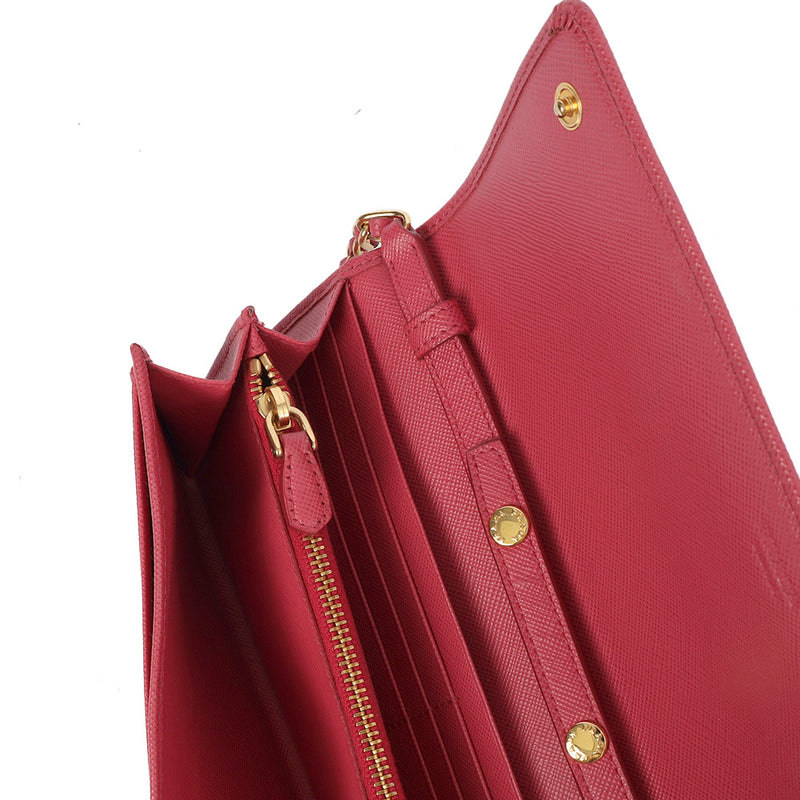 Picture of Prada Cross Body Wallet On Chain in Pink, Saffiano Leather
