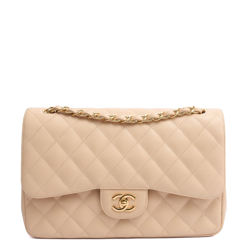 Picture of Chanel Shoulder Bag Classic Double Flap - Large in Neutral, Caviar Leather