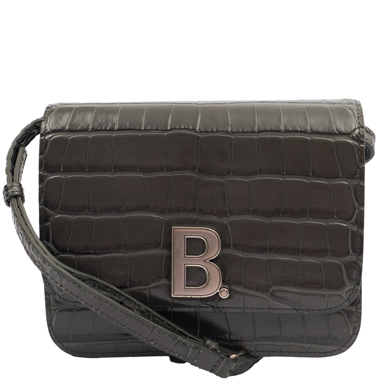 Picture of Balenciaga Cross Body B. Crossbody in Grey, Exotic Effect Leather