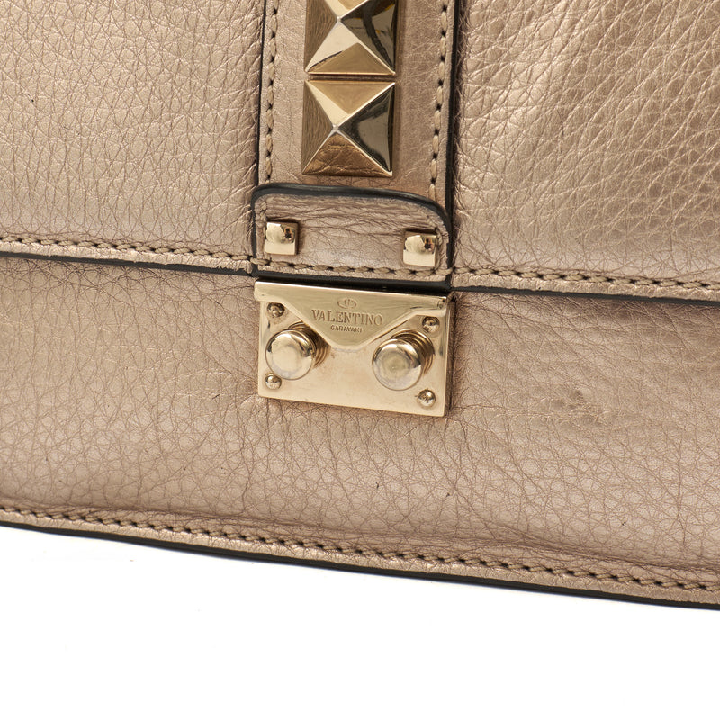 Picture of Valentino Shoulder Bag Glam Lock - Medium in Metallic, Calfskin