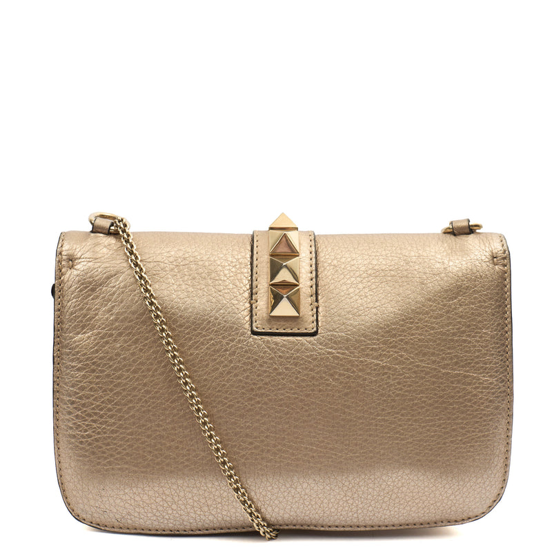 Picture of Valentino Shoulder Bag Glam Lock - Medium in Metallic, Calfskin