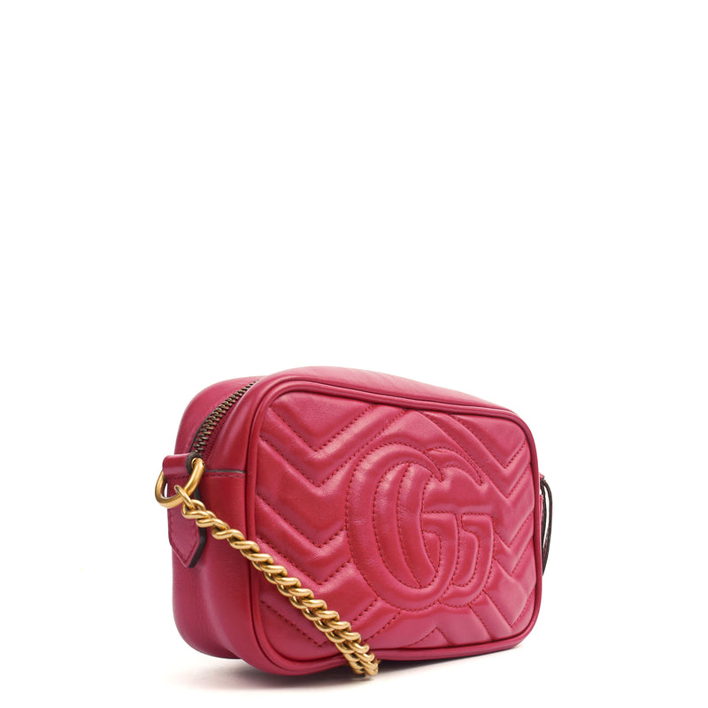Picture of Gucci Cross Body Marmont Shoulder Bag - Small in Hibiscus Red, Leather