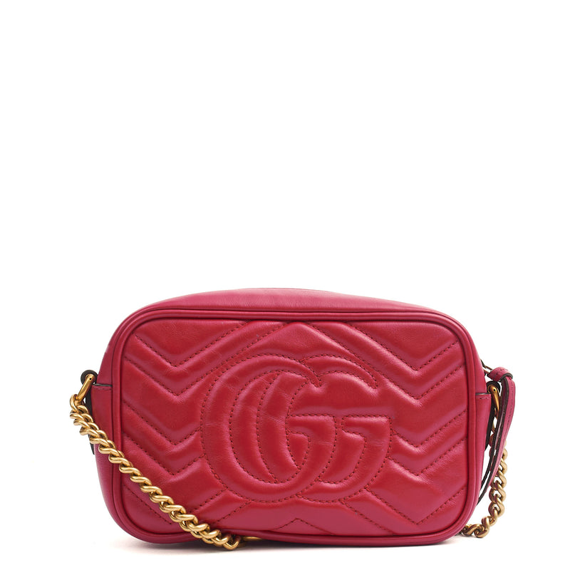 Picture of Gucci Cross Body Marmont Shoulder Bag - Small in Hibiscus Red, Leather