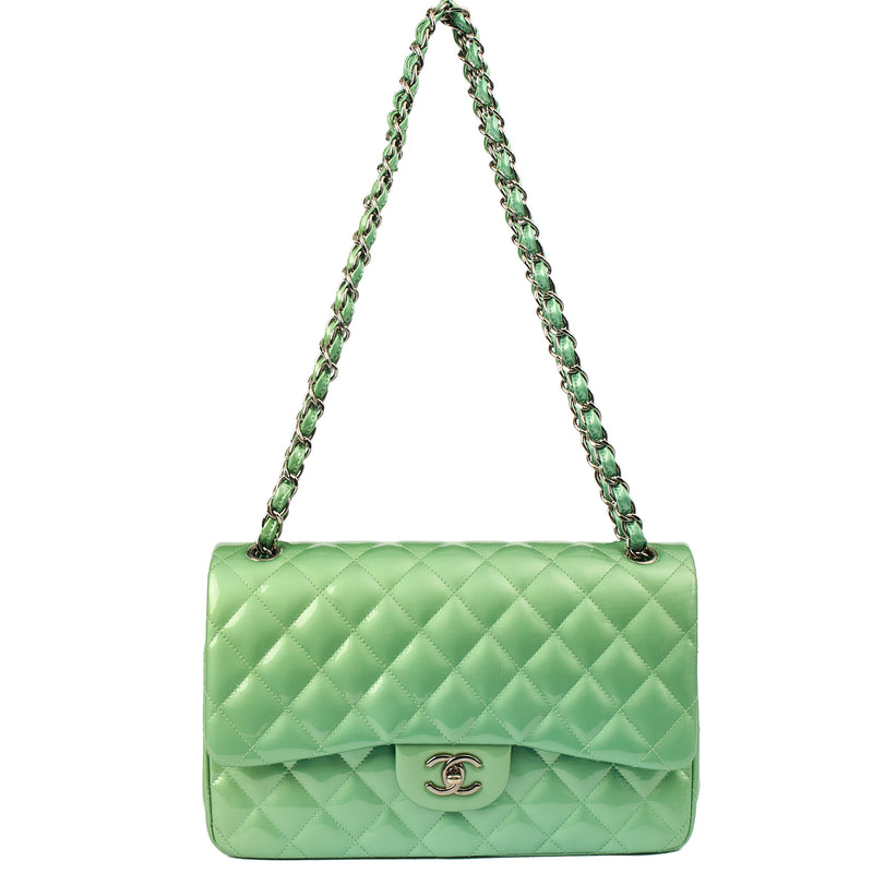 Picture of Chanel Shoulder Bag Classic Double Flap - Large in Green, Patent Leather