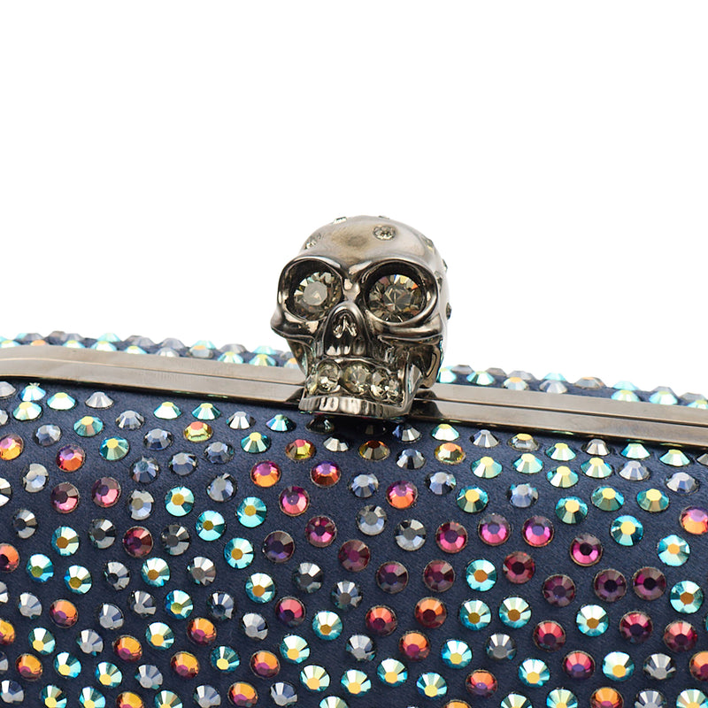 Picture of Alexander McQueen Clutch Box Clutch Skull in Blue, Fabric