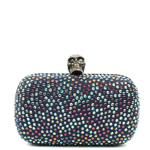 Picture of Alexander McQueen Clutch Box Clutch Skull in Blue, Fabric