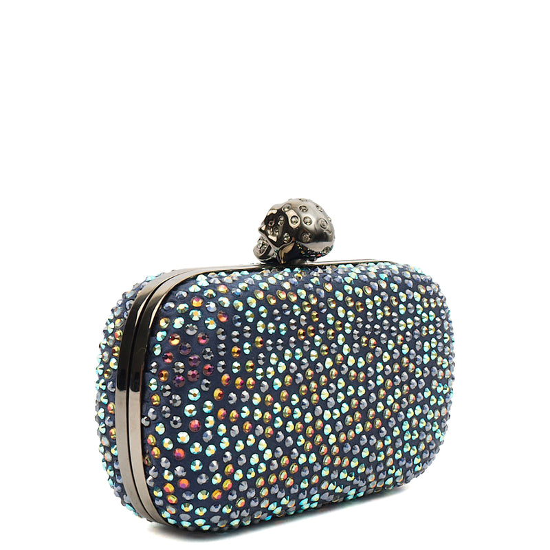 Picture of Alexander McQueen Clutch Box Clutch Skull in Blue, Fabric
