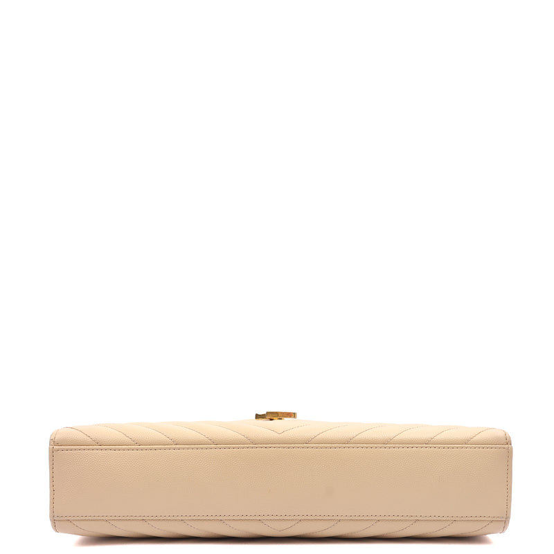 Picture of Saint Laurent Shoulder Bag Envelope - Large in Neutral, Calfskin Leather