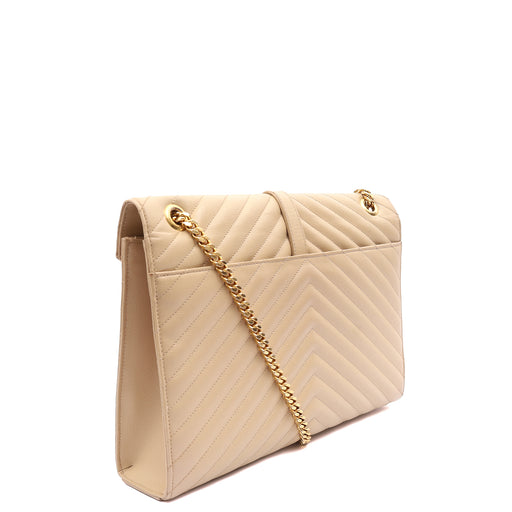 Picture of Saint Laurent Shoulder Bag Envelope - Large in Neutral, Calfskin Leather