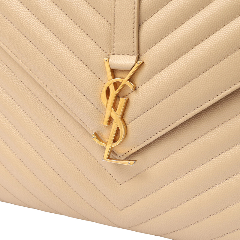 Picture of Saint Laurent Shoulder Bag Envelope - Large in Neutral, Calfskin Leather