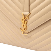 Picture of Saint Laurent Shoulder Bag Envelope - Large in Neutral, Calfskin Leather
