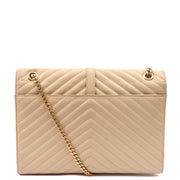 Picture of Saint Laurent Shoulder Bag Envelope - Large in Neutral, Calfskin Leather