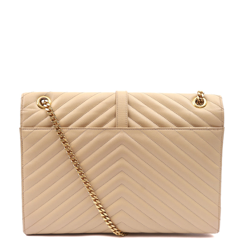 Picture of Saint Laurent Shoulder Bag Envelope - Large in Neutral, Calfskin Leather