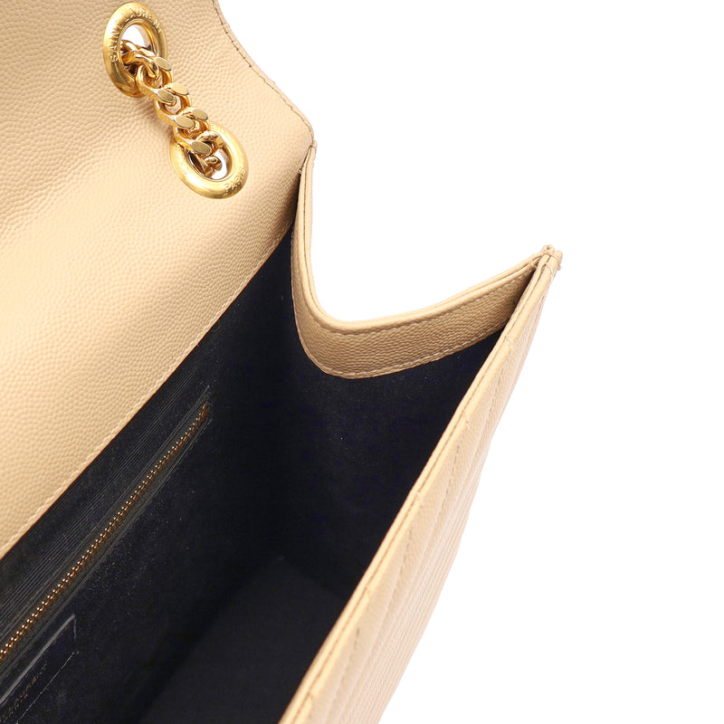 Picture of Saint Laurent Shoulder Bag Envelope - Large in Neutral, Calfskin Leather