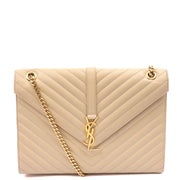 Picture of Saint Laurent Shoulder Bag Envelope - Large in Neutral, Calfskin Leather