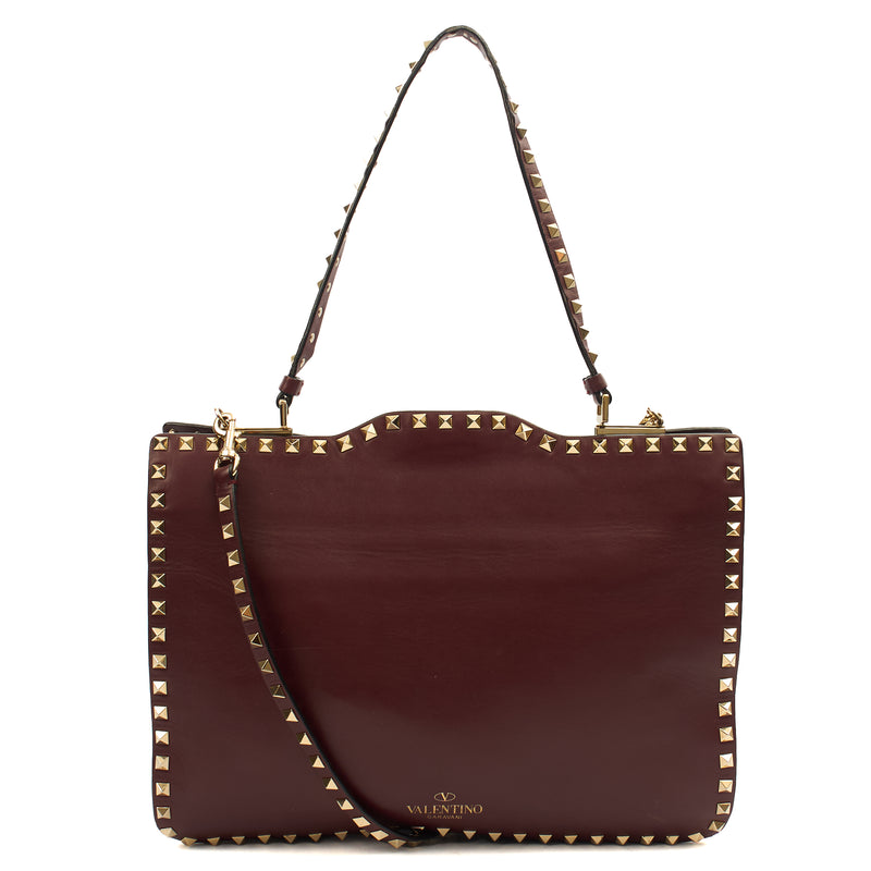 Picture of Valentino Tote Rockstud Tote Small in Red, Leather