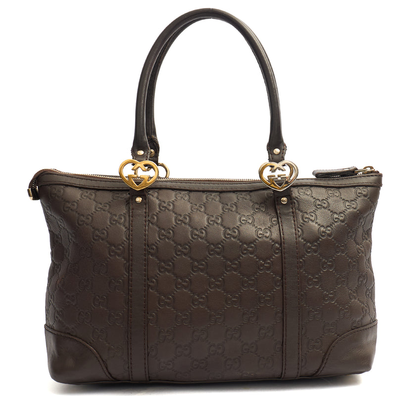 Picture of Gucci Tote Lovely Heart GG Interlocking Tote in Brown, Guccissima