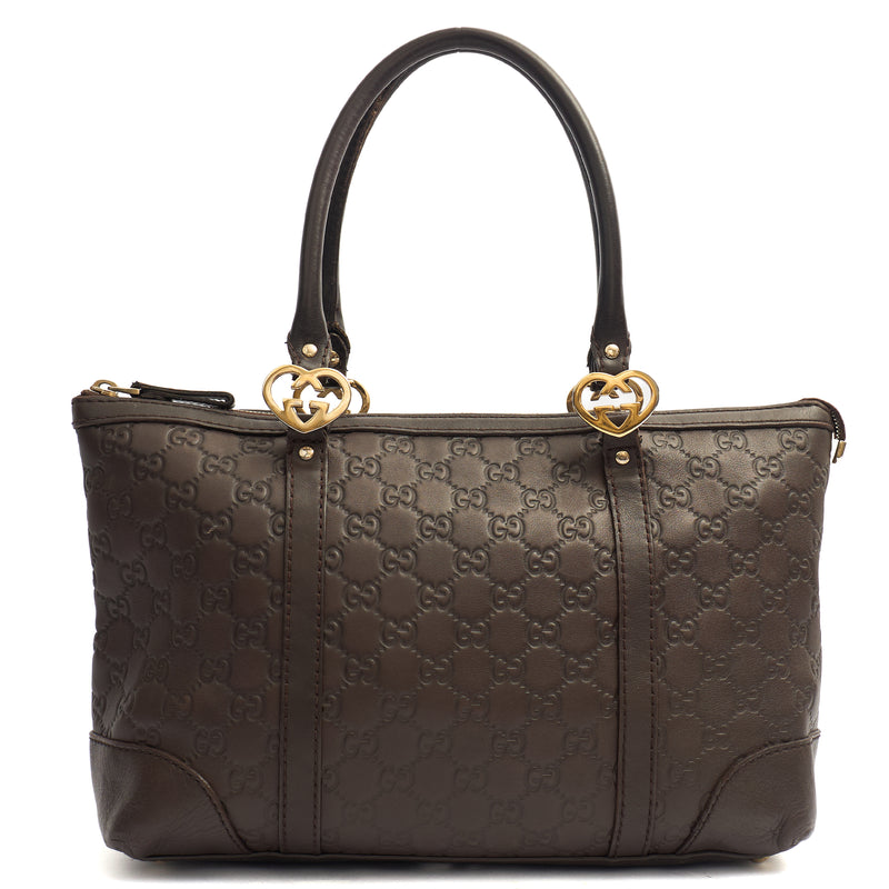 Picture of Gucci Tote Lovely Heart GG Interlocking Tote in Brown, Guccissima