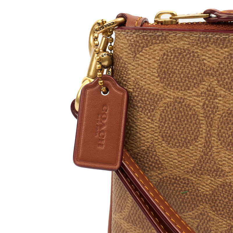 Picture of Coach Clutch Bow Wristlet in Brown, Leather
