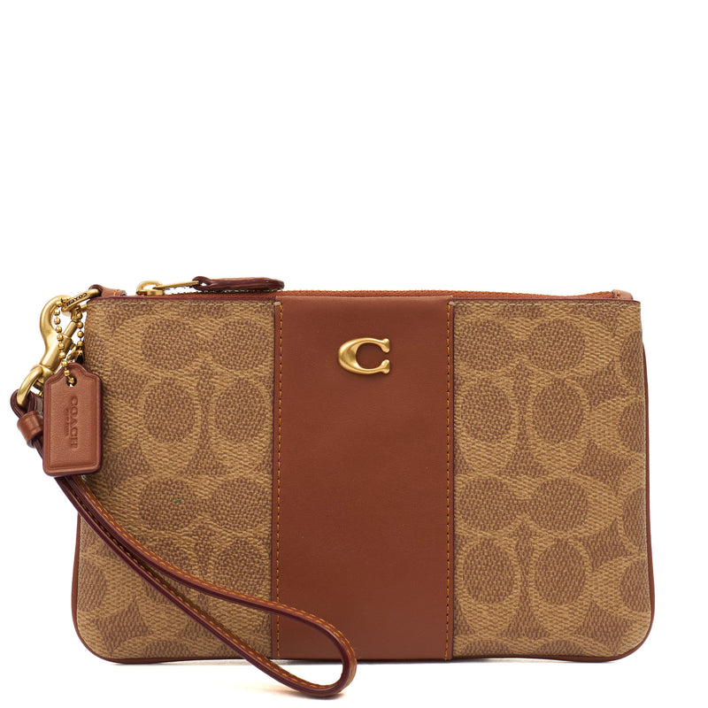 Picture of Coach Clutch Bow Wristlet in Brown, Leather