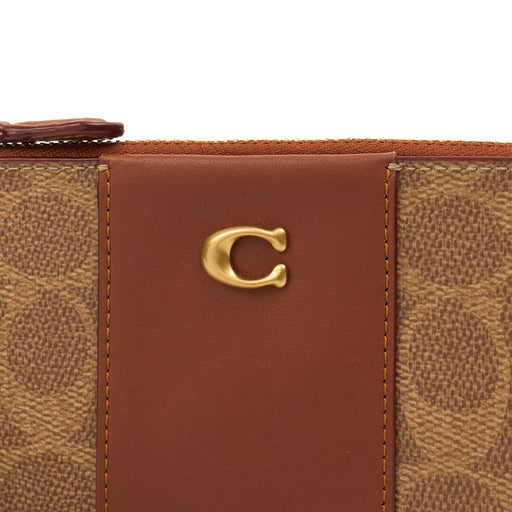Picture of Coach Clutch Bow Wristlet in Brown, Leather