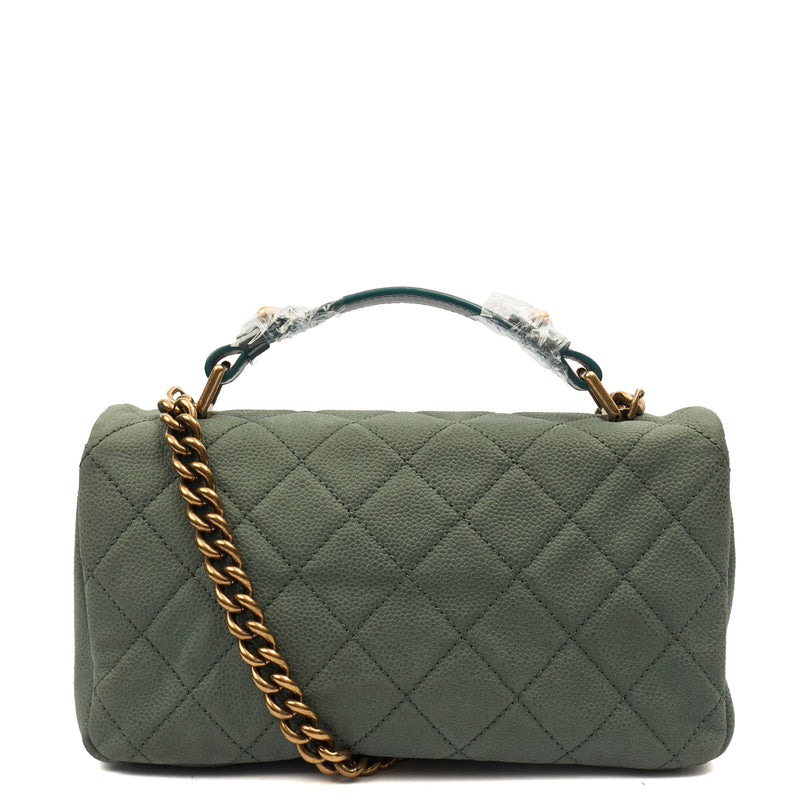 Picture of Chanel Cross Body Flap Bag in Green, Nubuck