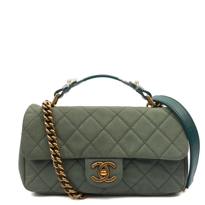 Picture of Chanel Cross Body Flap Bag in Green, Nubuck
