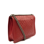 Picture of Chanel Shoulder Bag Boy - Large in Red, Lambskin Leather