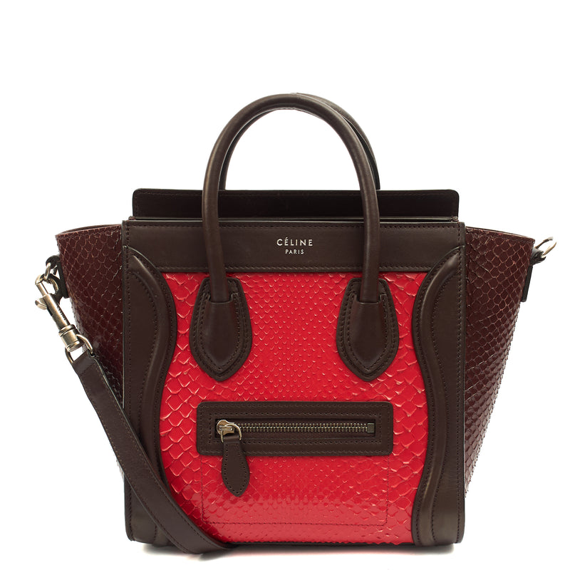 Picture of Celine Mini Bag Luggage - Nano in Red, Python Leather