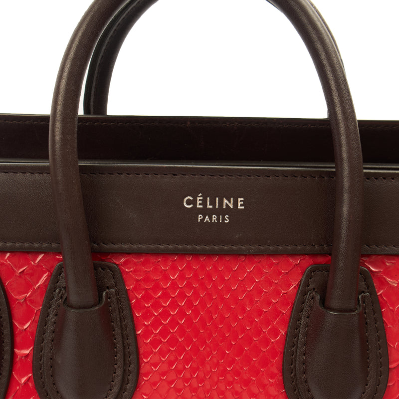 Picture of Celine Mini Bag Luggage - Nano in Red, Python Leather