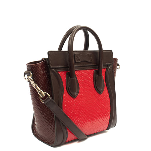 Picture of Celine Mini Bag Luggage - Nano in Red, Python Leather