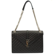 Picture of Saint Laurent Shoulder Bag Envelope - Large in Black, Calfskin Leather