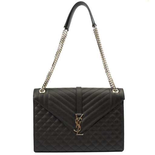 Picture of Saint Laurent Shoulder Bag Envelope - Large in Black, Calfskin Leather