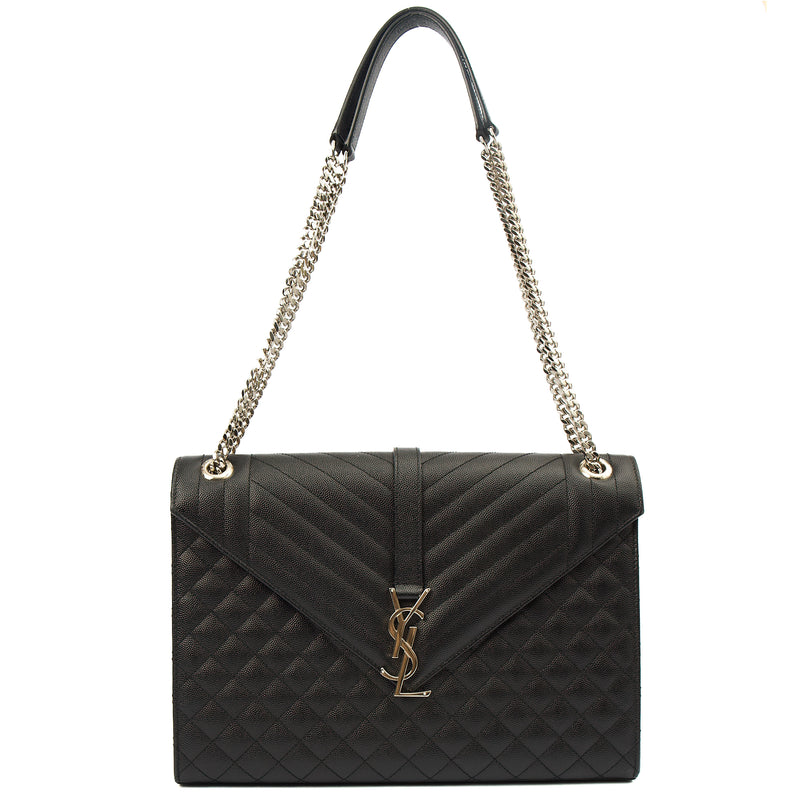 Picture of Saint Laurent Shoulder Bag Envelope - Large in Black, Calfskin Leather